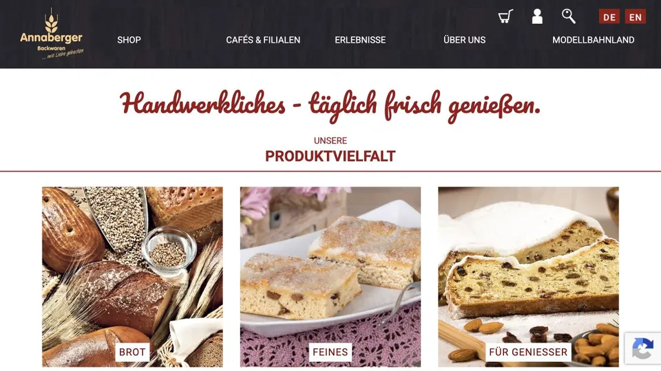 Aktuelle Website von Annaberger Backwaren