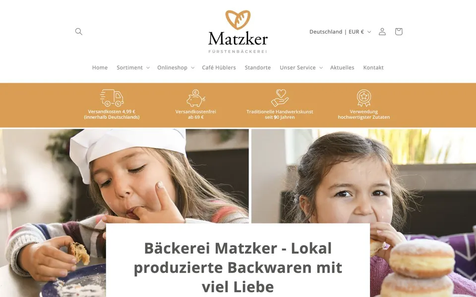 Aktuelle Website von Bäckerei Matzker
