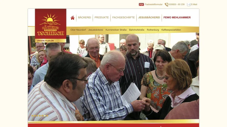 Aktuelle Website von Bäckerei & Konditorei Michael Tschirch