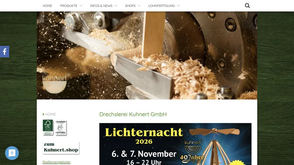 Aktuelle Website von Drechslerei Kuhnert