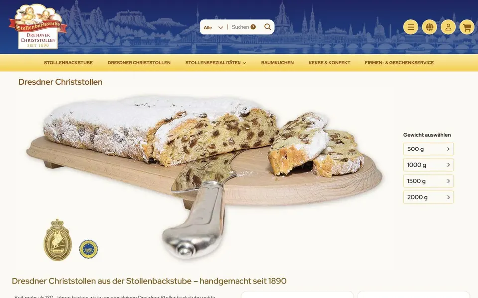Aktuelle Website von Stollenbackstube Jörg Sarodnick