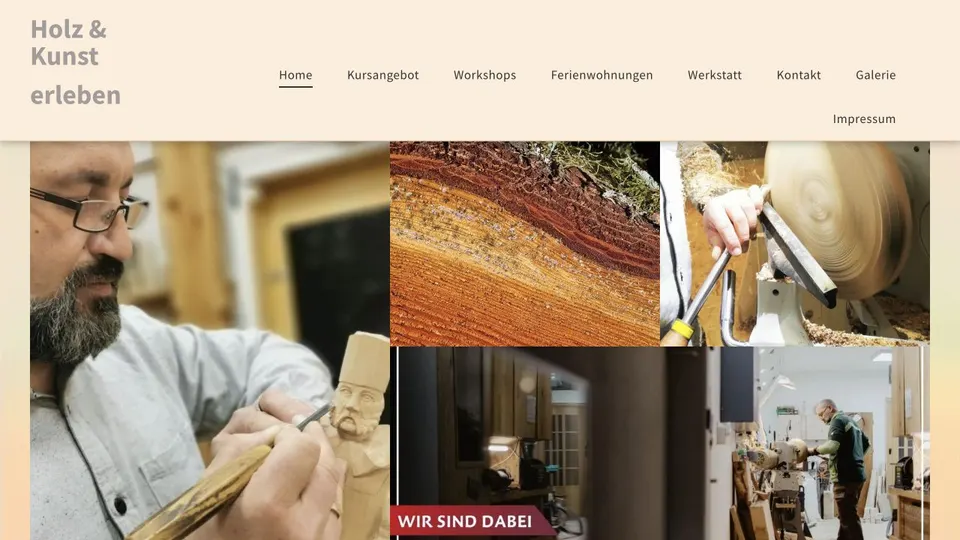 Aktuelle Website von Holz & Kunst erleben