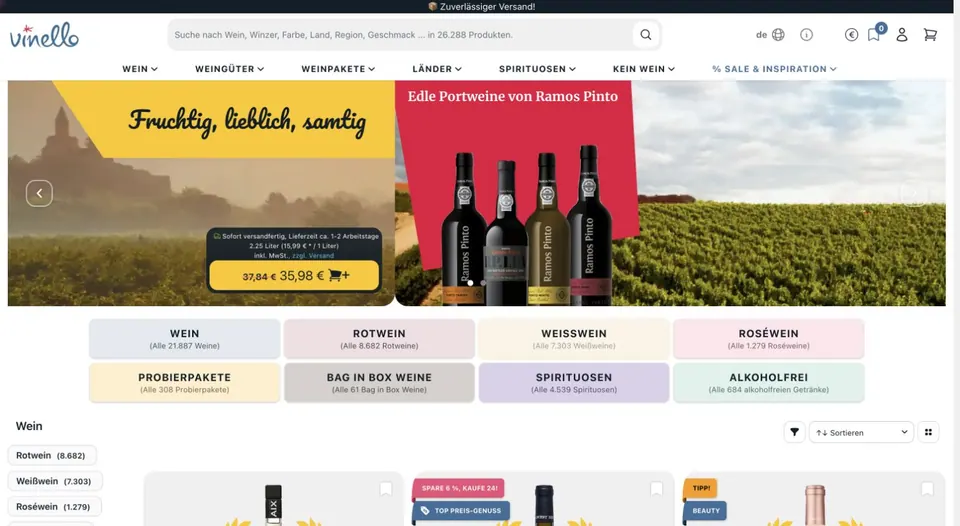 Website-Vorschau von VINELLO