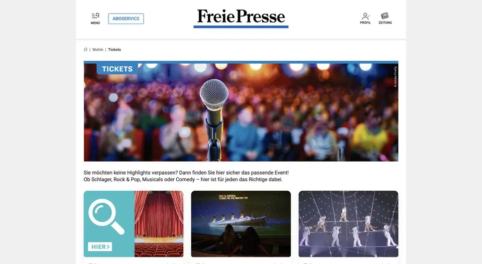 Website-Vorschau von Freie Presse Ticketshop