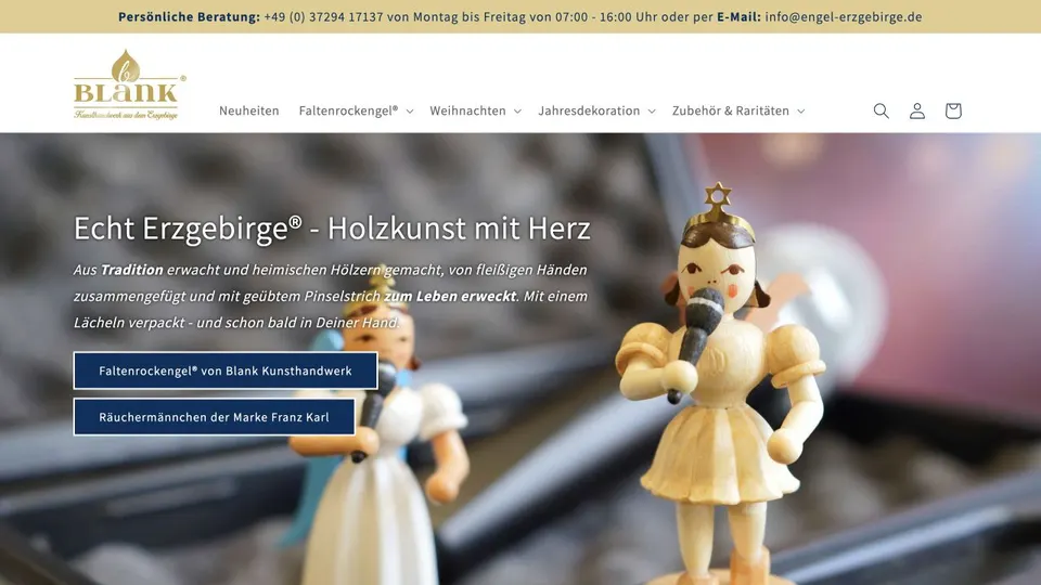 Aktuelle Website von BLANK Kunsthandwerk
