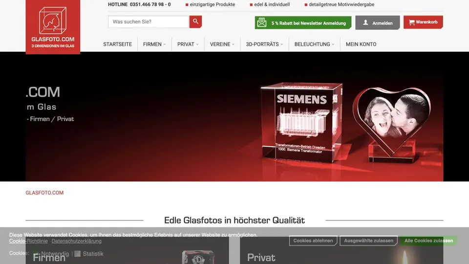 Aktuelle Website von GLASFOTO.COM