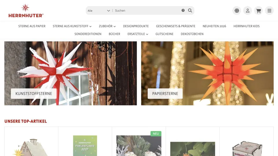 Aktuelle Website von Herrnhuter Sterne