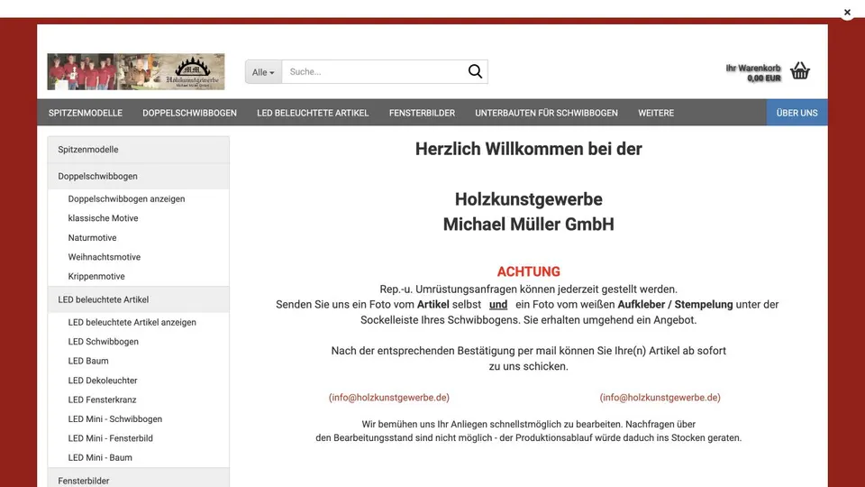 Aktuelle Website von Holzkunstgewerbe Müller