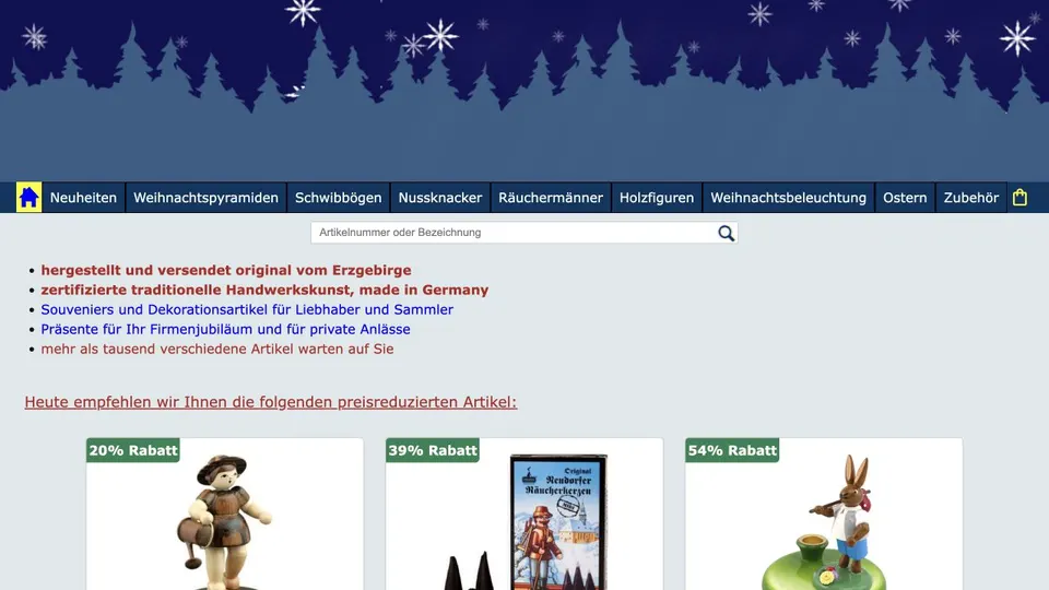 Aktuelle Website von Webshop-Erzgebirge