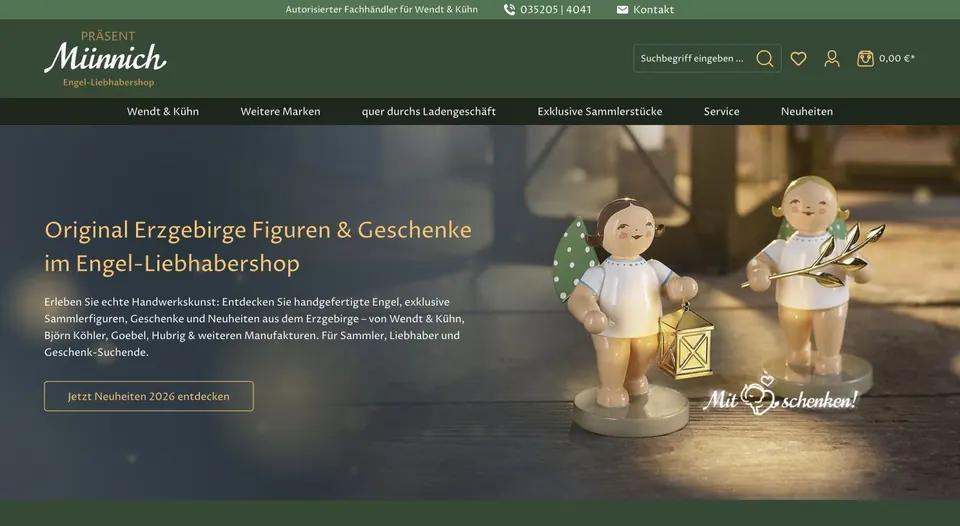 Website-Vorschau von Engel-Liebhabershop – PRÄSENT Münnich