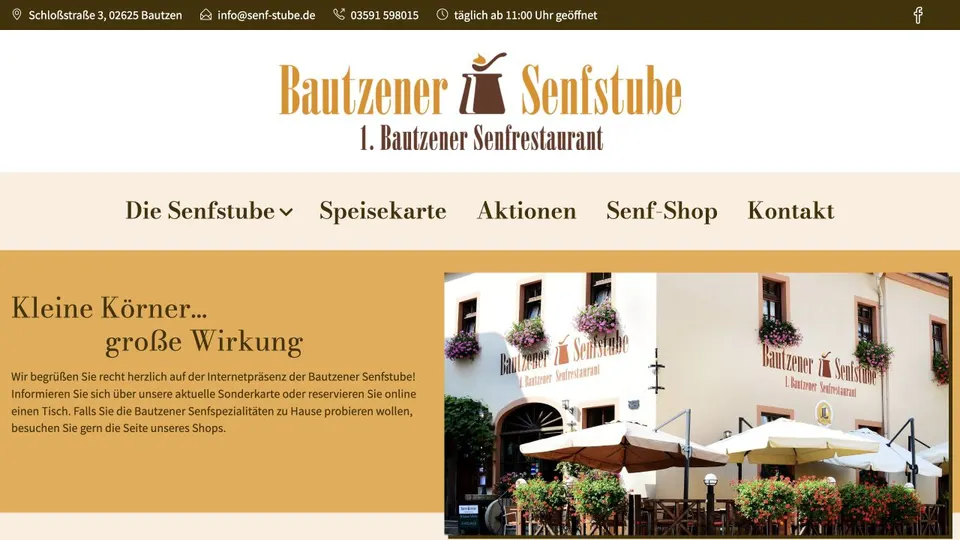 Aktuelle Website von Senfstube Bautzen