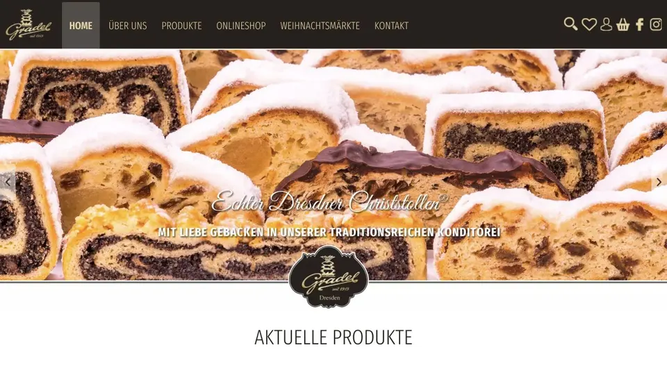 Aktuelle Website von Konditorei & Café Gradel