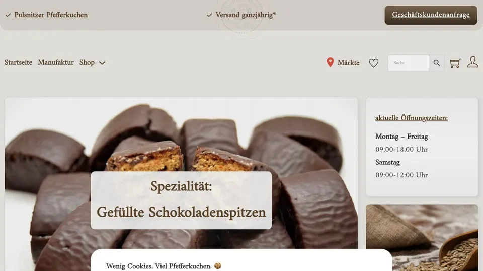 Aktuelle Website von Pfefferküchlerei Karl Handrick