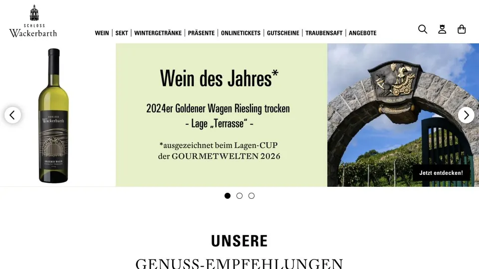 Aktuelle Website von Schloss Wackerbarth