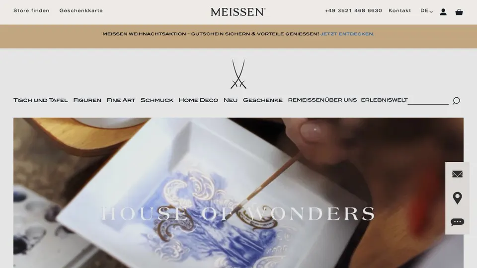 Aktuelle Website von Porzellan-Manufaktur MEISSEN