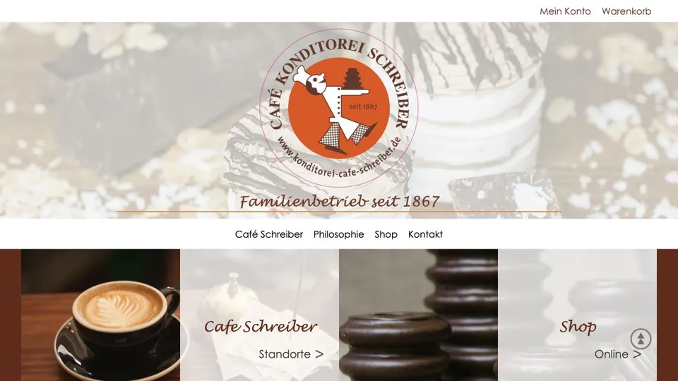 Aktuelle Website von Café & Konditorei Schreiber