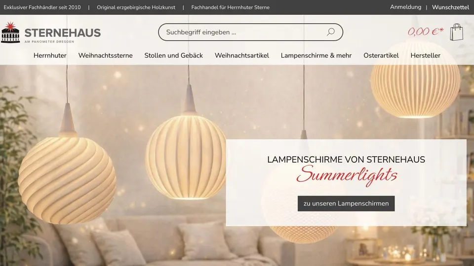 Aktuelle Website von Sternehaus