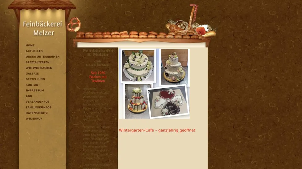 Aktuelle Website von Feinbäckerei Melzer